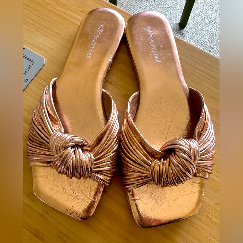 Jeffrey Campbell Naughty Slide Sandals size 8 in Rose gold